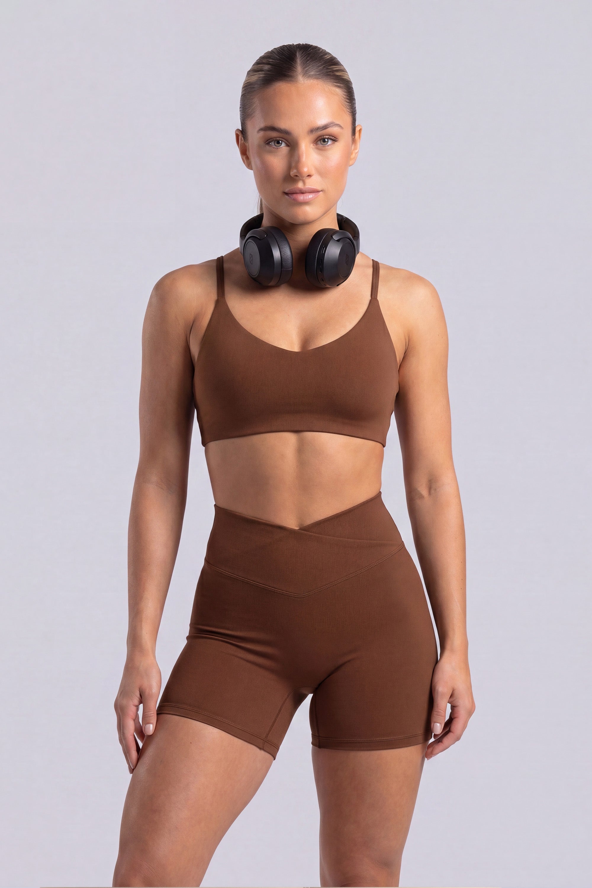 SHORT CINTURA CRUZADA ICON - MARRON