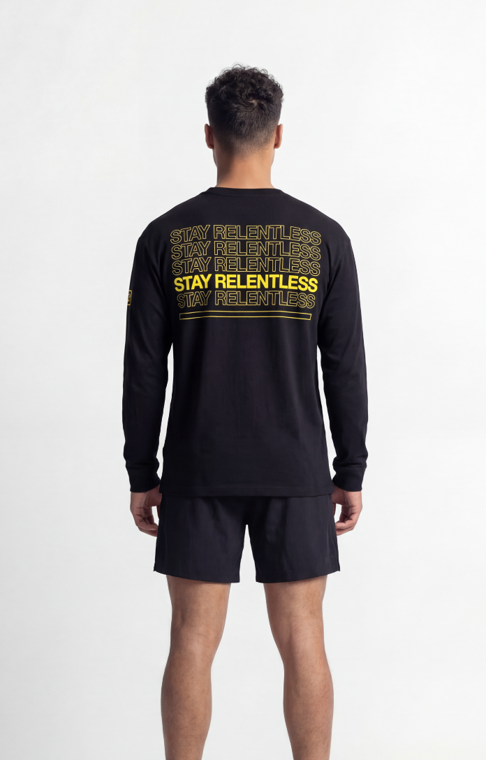 CAMISETA MANGA LARGA STAY RELENTLESS - NEGRO