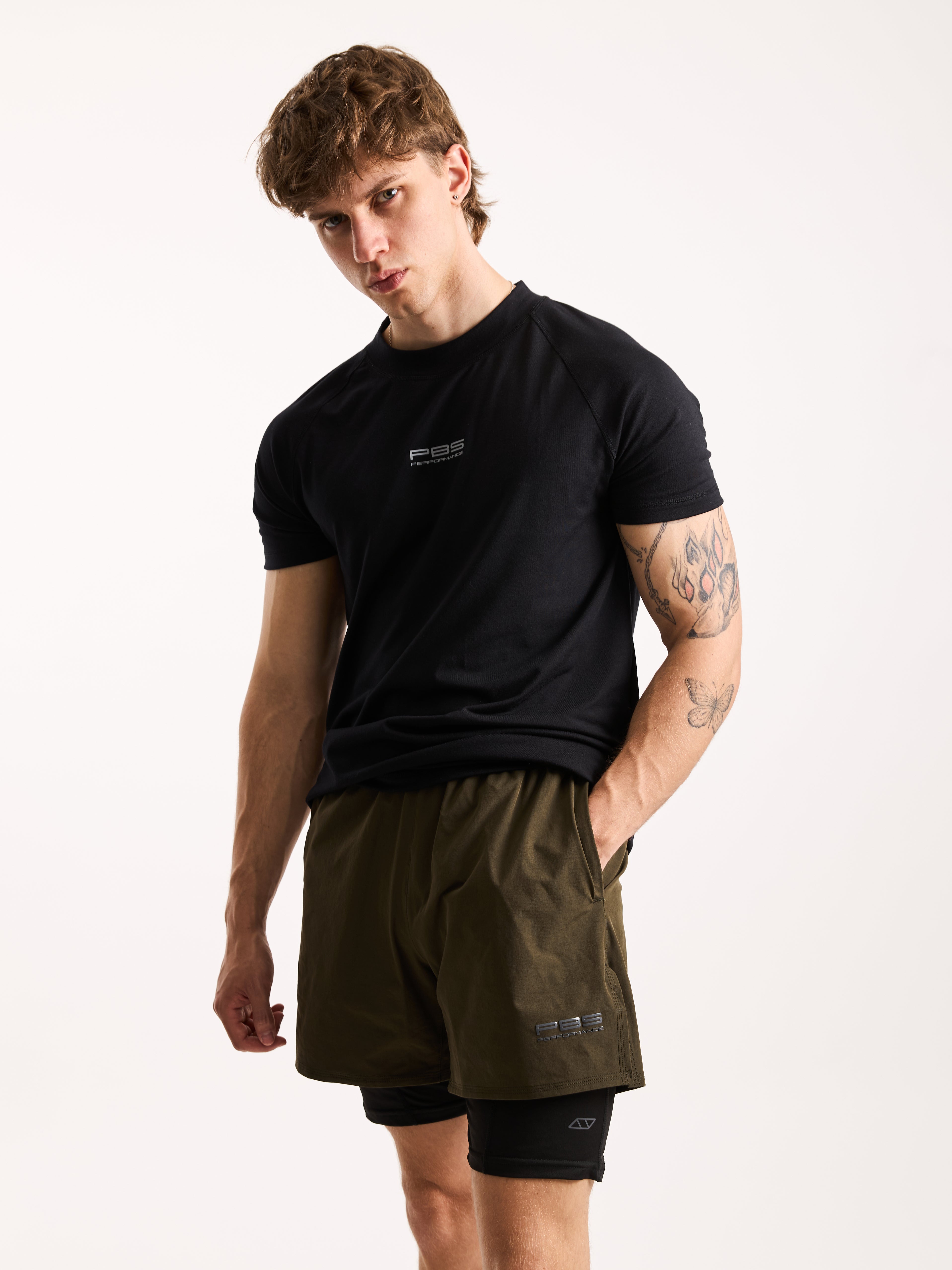 MALLAS CORTAS PERFORMANCE PBS - NEGRO