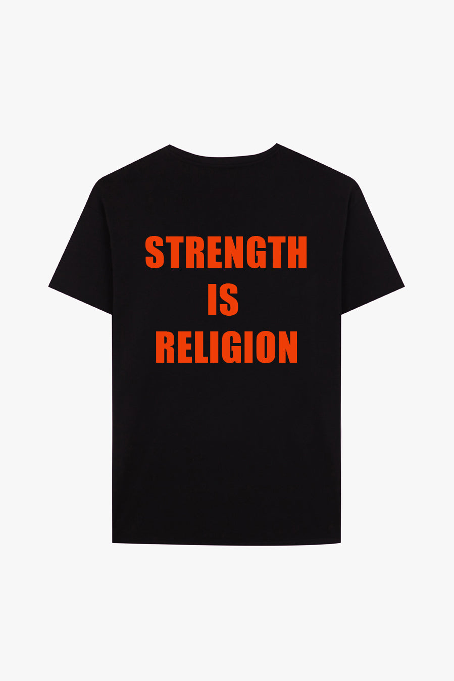 CAMISETA STRENGTH IS RELIGION - NEGRO