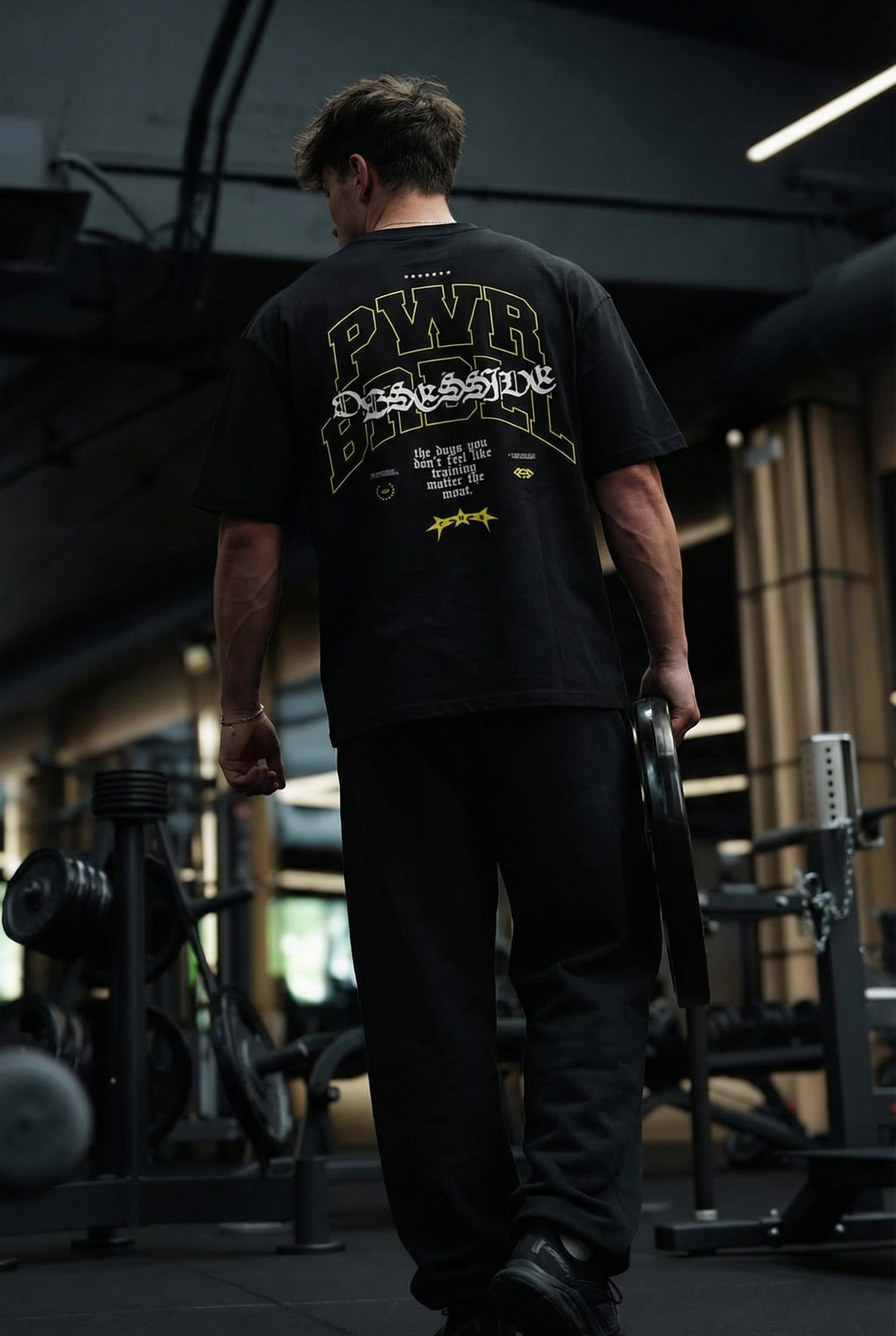 PWR BARBELL OVERSIZED T-SHIRT - NEGRO