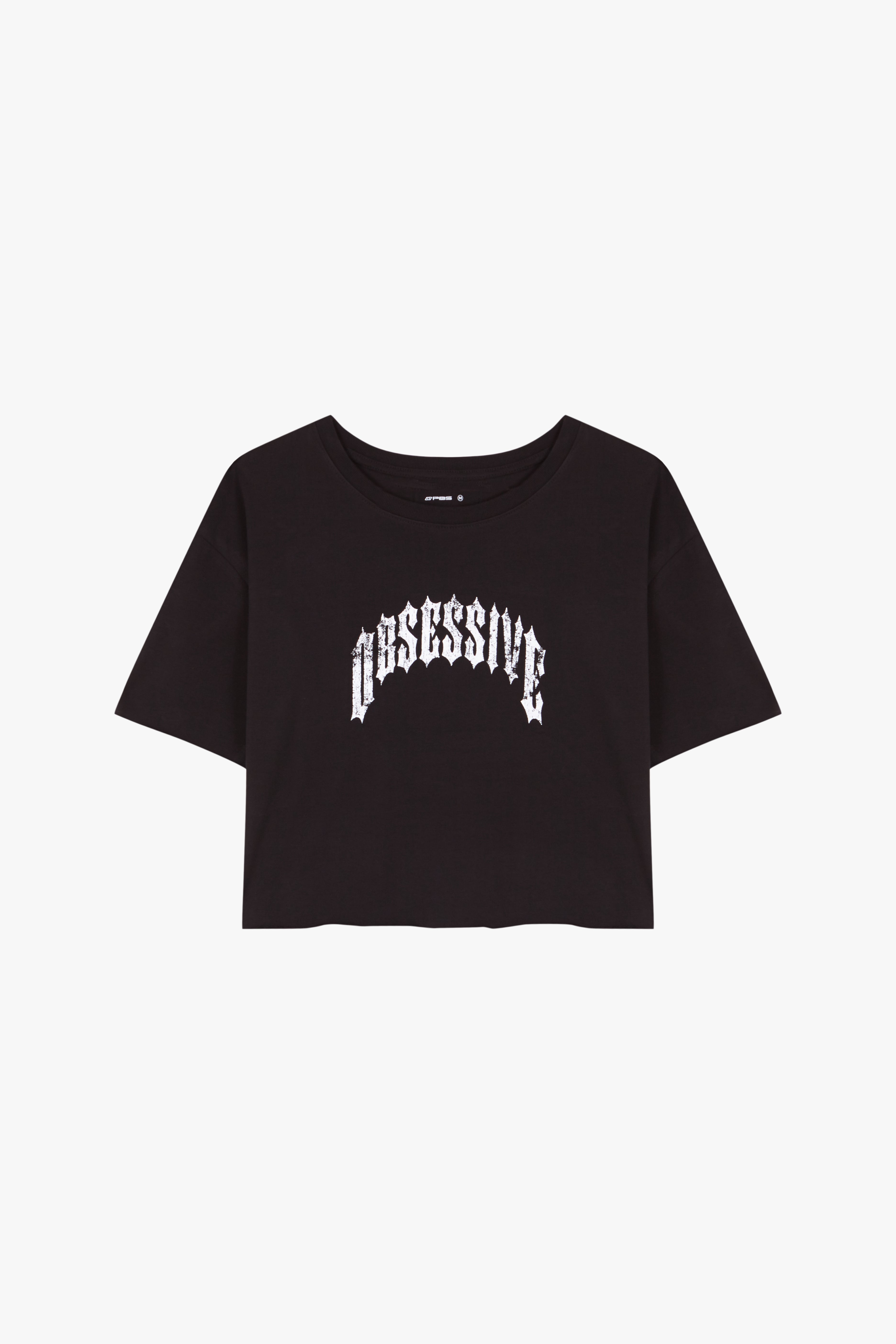 OBSESSIVE GRAPHIC CROPPED T-SHIRT - NEGRO