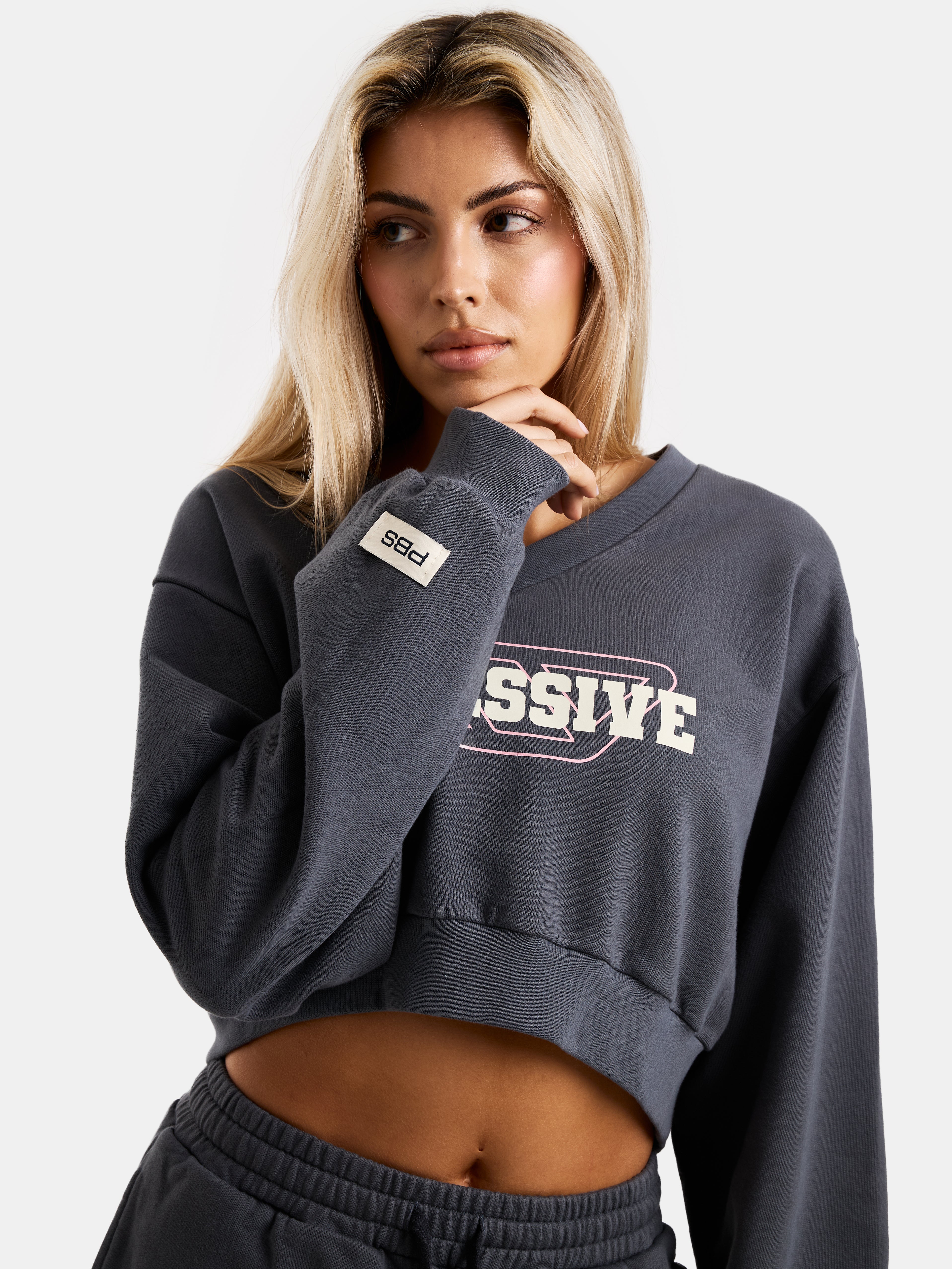 COZY CROP SWEAT - GRIS