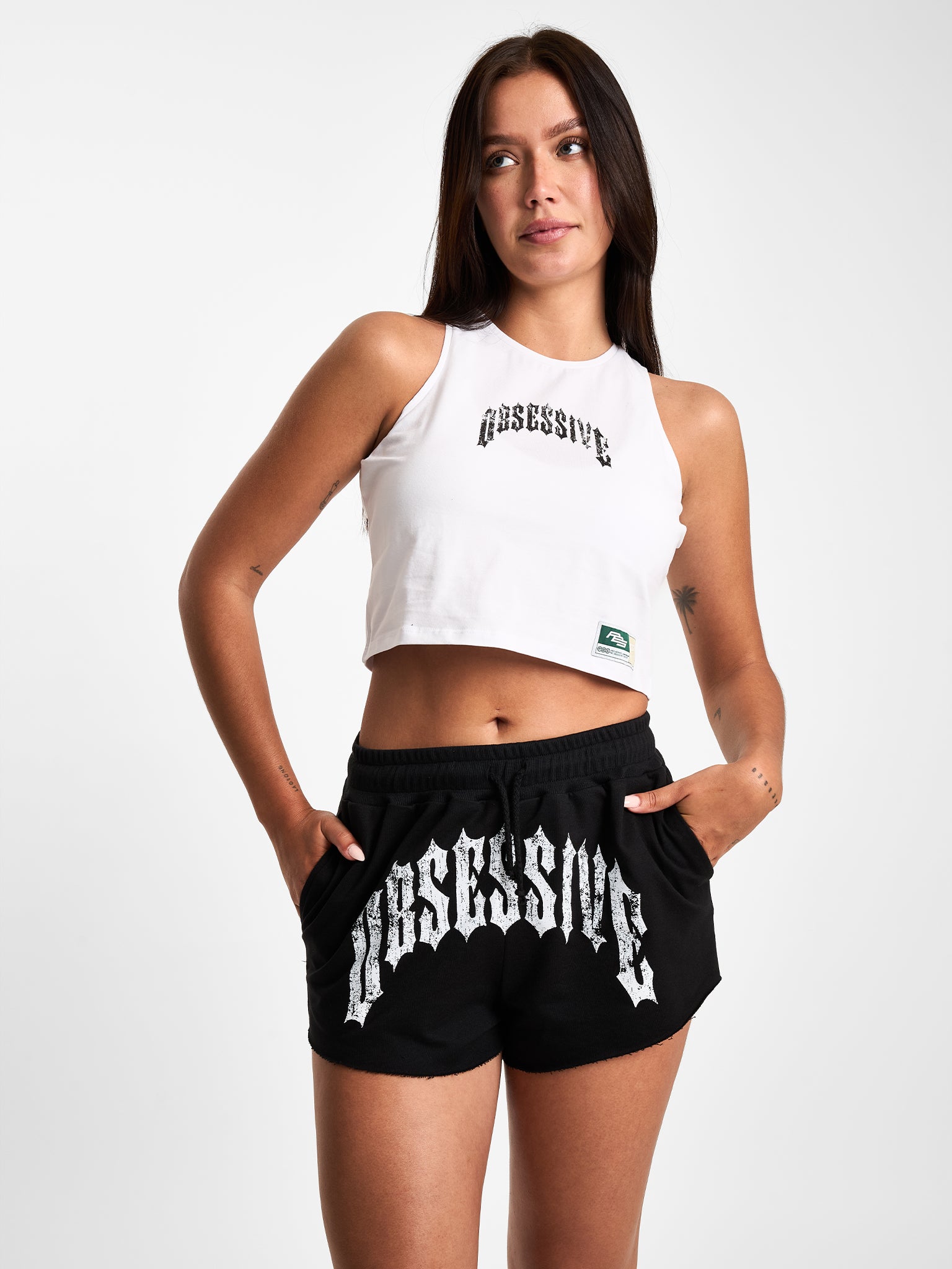 OBSESSIVE GRAPHIC HALTER TOP - BLANCO