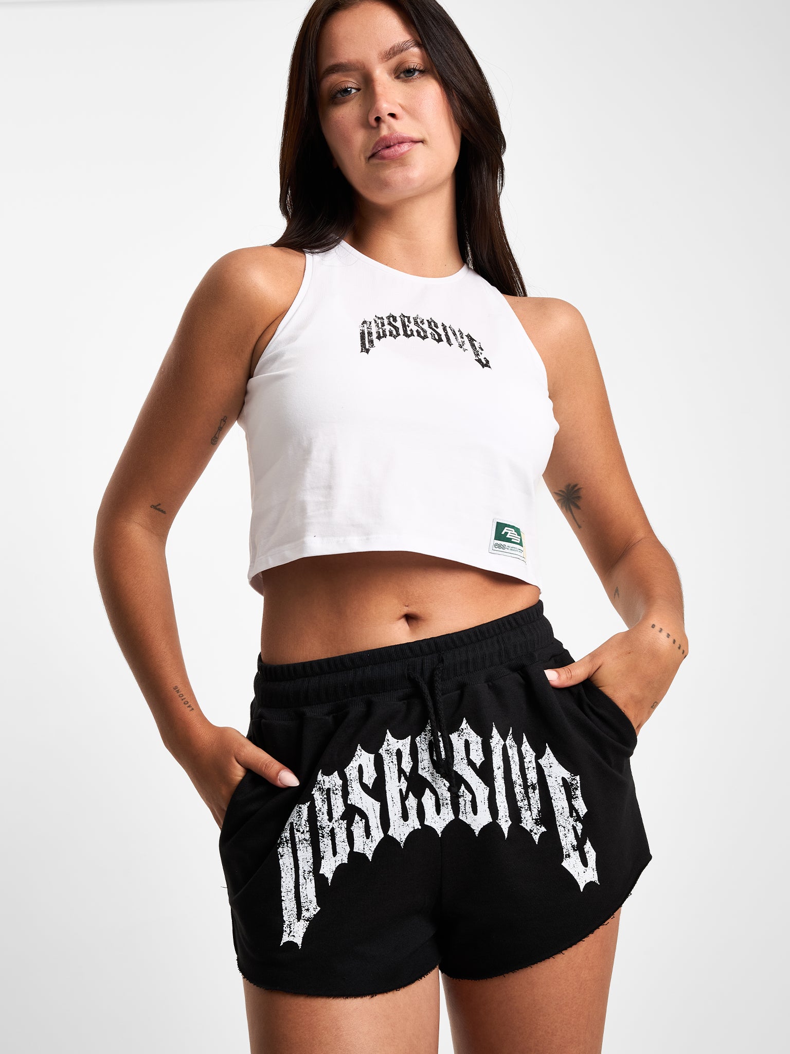 OBSESSIVE GRAPHIC HALTER TOP - BLANCO