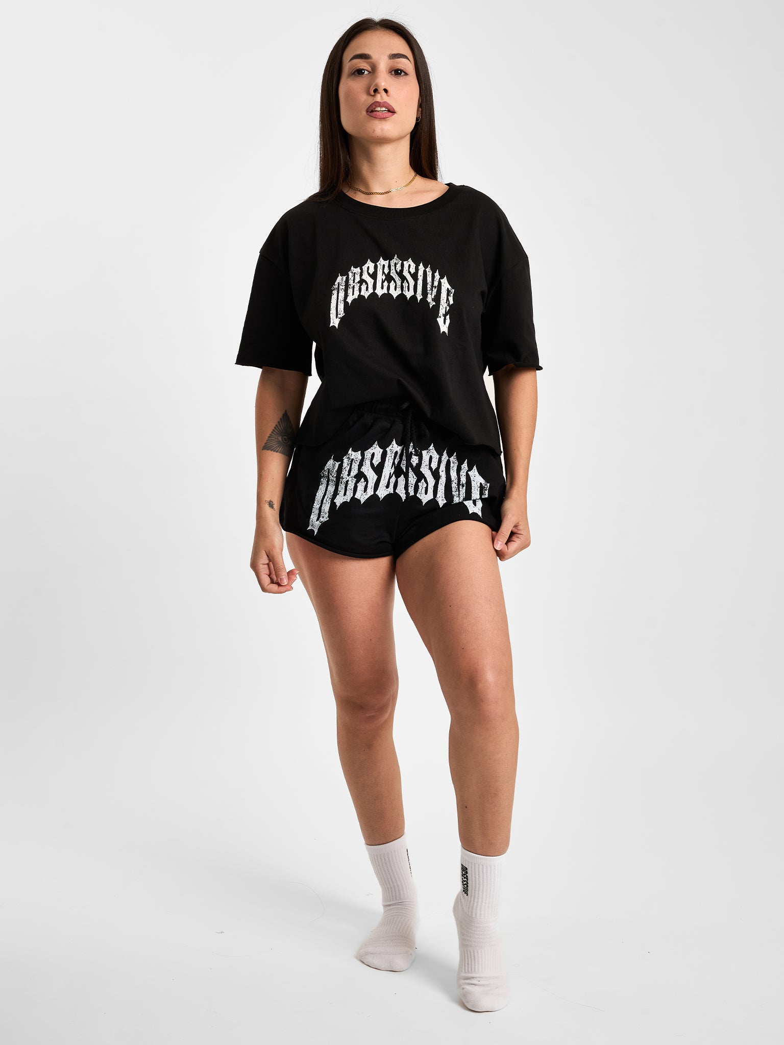 OBSESSIVE GRAPHIC CROPPED T-SHIRT - NEGRO