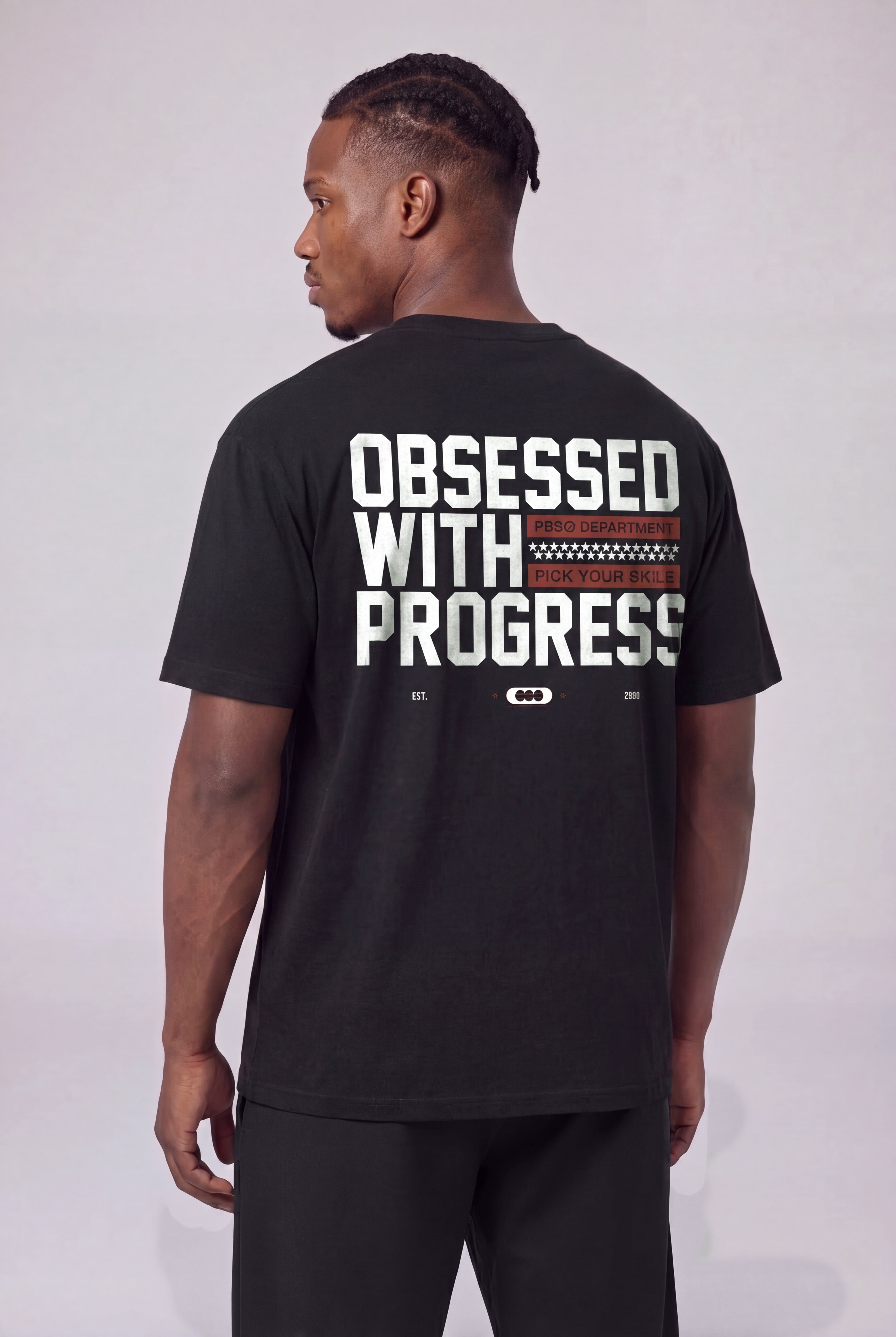 OBSESSED WITH PROGRESS OVERSIZED T-SHIRT - NEGRO